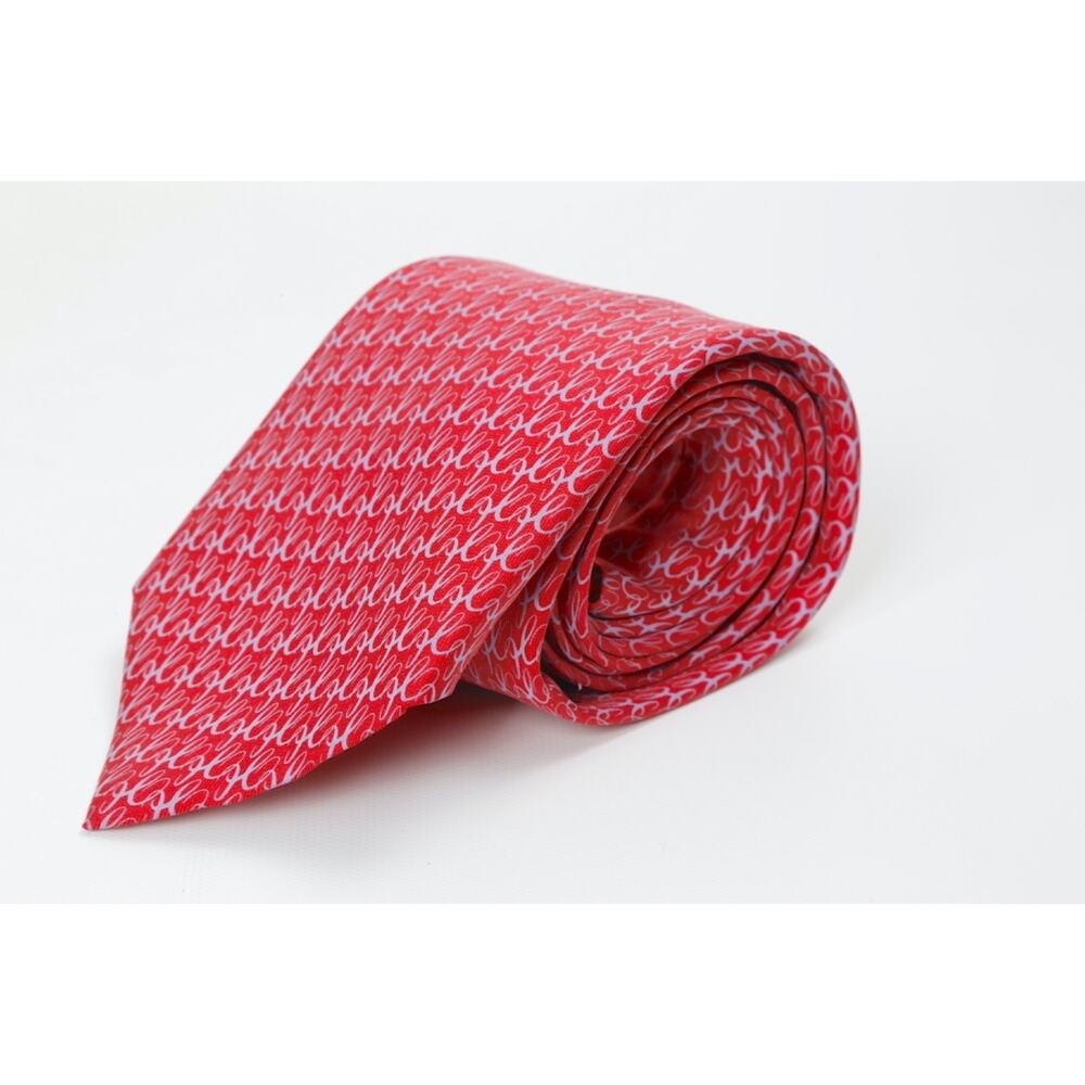 Hermes Tie Brick Red Silk Twill Classic Geometric Made in France - Picture 2 of 10
